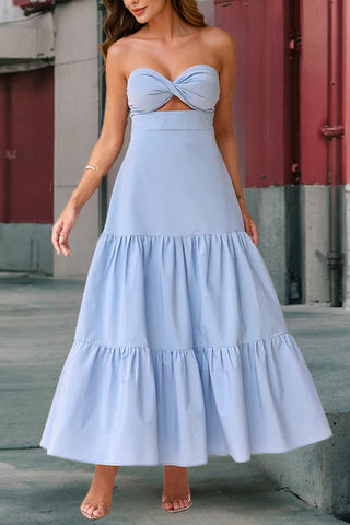 Halter Cutout Tiered Maxi Dress