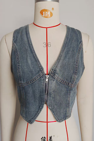Stylish V-Neck Denim Tank Top