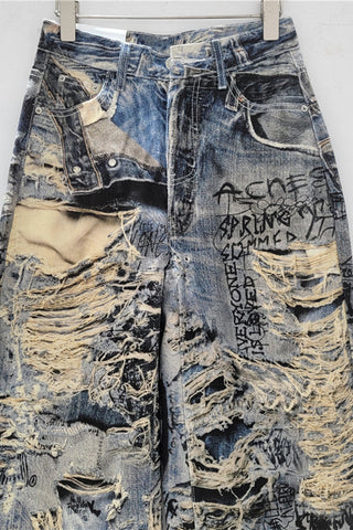 Distressed Straight-Leg Jeans