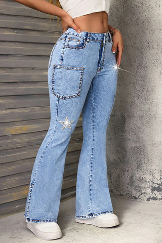 Star-Embellished Flare Jeans