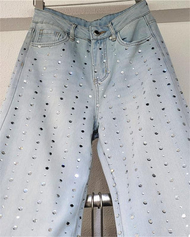 Embellished Wide Leg Jeans