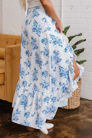 Ruffle Split Floral Maxi Skirt