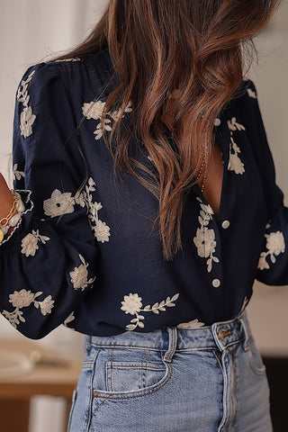 Floral Detail Button-Up Blouse