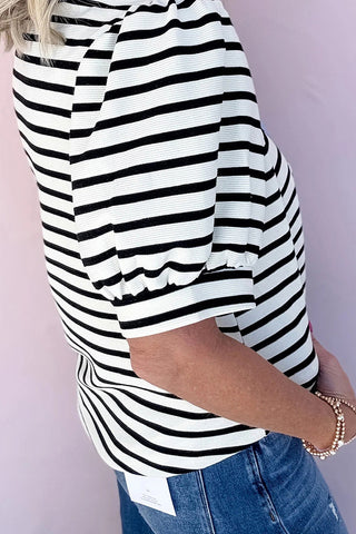 Striped Polo T-Shirt with Quarter Sleeves