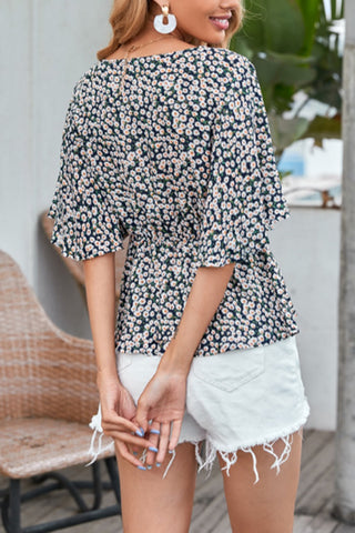 Floral V-Neck Peplum Blouse
