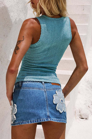 Distressed Denim Mini Skirt