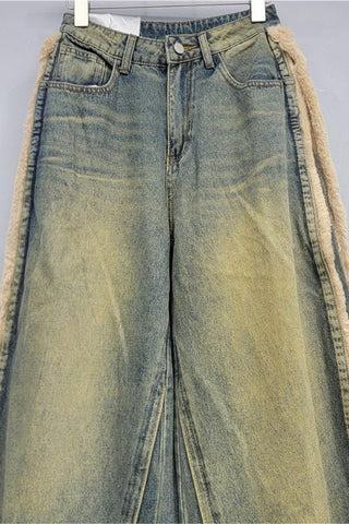 Wide-Leg Straight Jeans with Premium Trim