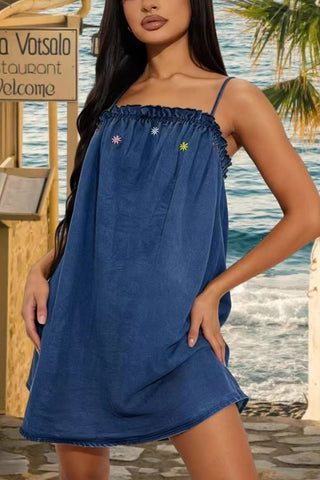 Floral Denim Swing Dress