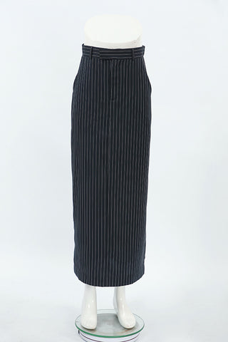High-Waisted Pinstripe Maxi Skirt