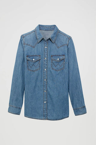 Classic Button-Front Denim Shirt
