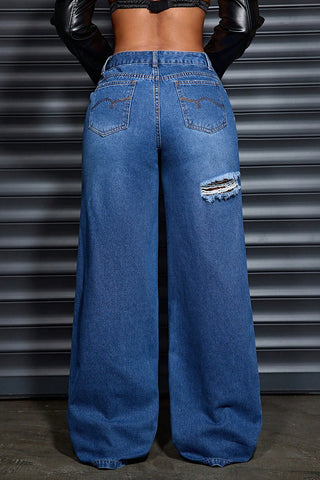 Distressed Straight Jeans