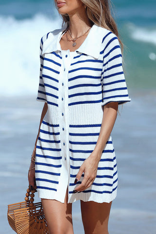 Striped Button-Front Beach Dress