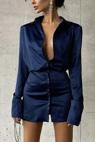 Chic Button-Up Collared Mini Dress