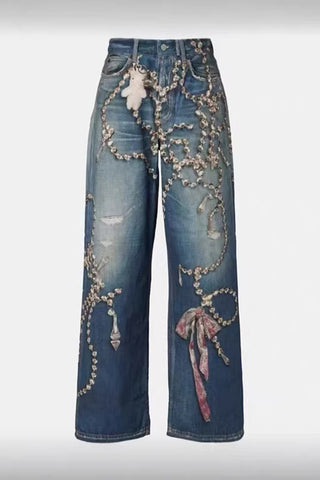 Embellished Straight-Leg Jeans