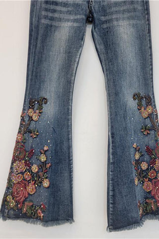 Floral Flare Denim Jeans