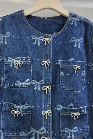 Bow-Accent Denim Jacket