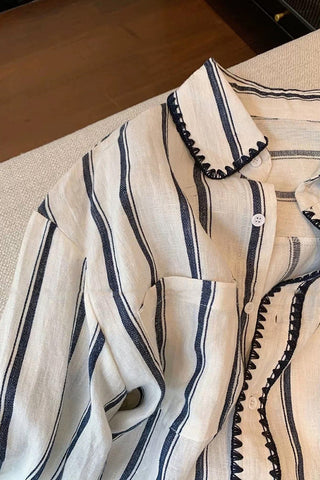 Striped Button-Up Blouse