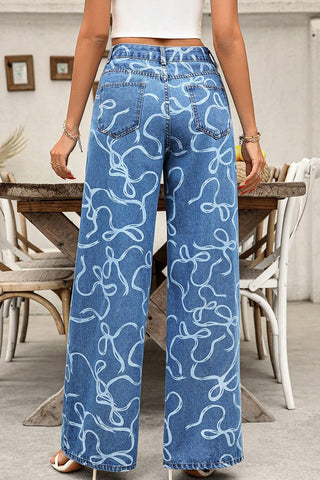 Artistic Pattern Straight Jeans