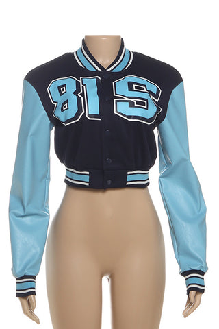 Sporty Button-Front Cropped Jacket