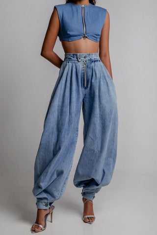 High-Waisted Barrel Jeans