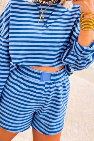 Striped Casual Shorts Set