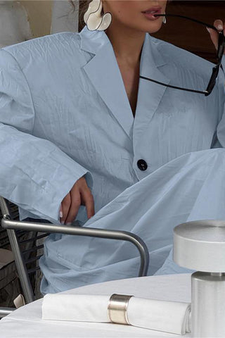 Cropped Blazer and Elastic Waist Pants Set