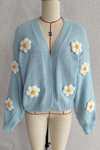 Floral Embellished Open-Front Cardigan