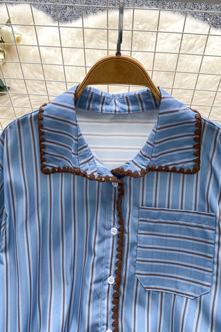 Striped Shirt with Belt Detail