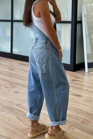 Relaxed Fit Denim Overall Jumpsuit