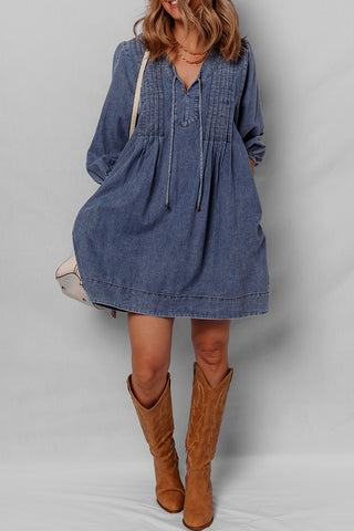 Puff Sleeve Casual Shift Dress