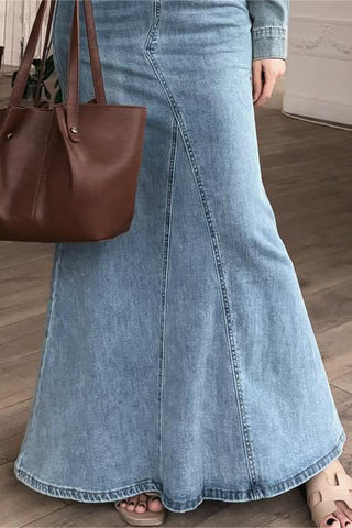 Button-Up Denim Skirt Set