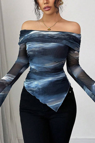 Off-Shoulder Asymmetrical Hem Top