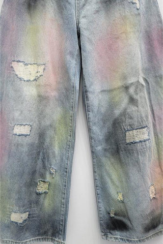 Distressed Wide-Leg Jeans