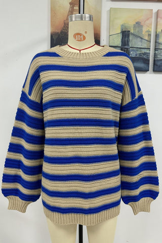 Striped Knit Pullover Sweater