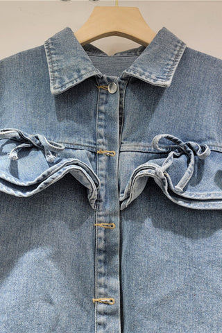 Ruffle-Trimmed Denim Jacket