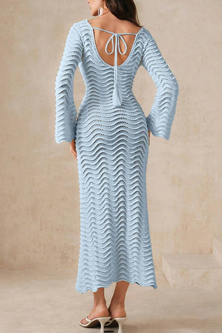 Open Back Crochet Knit Maxi Dress