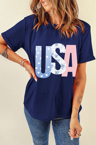 USA Graphic Crew Neck T Shirt