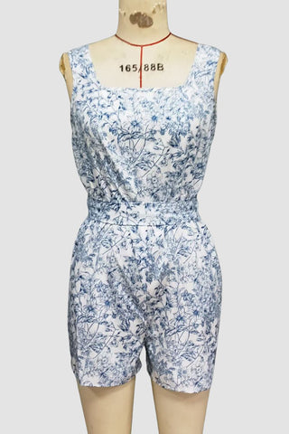 Floral Print Sleeveless Romper