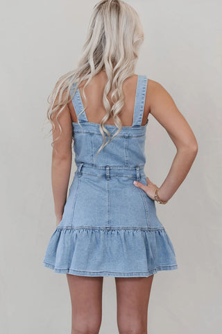 Button-Front Casual Denim Dress