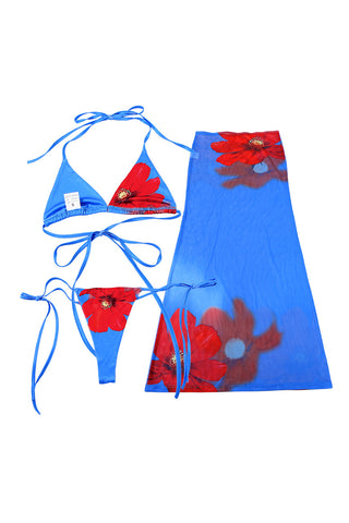 Ombre Bikini and Sheer Maxi Skirt Set