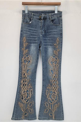 Flare Jeans with Floral Detail