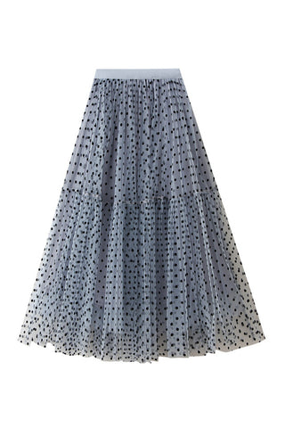 Polka Dot Tiered Maxi Skirt