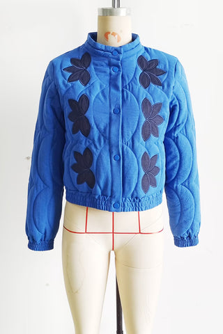 Floral Quilted Button-Front Coat