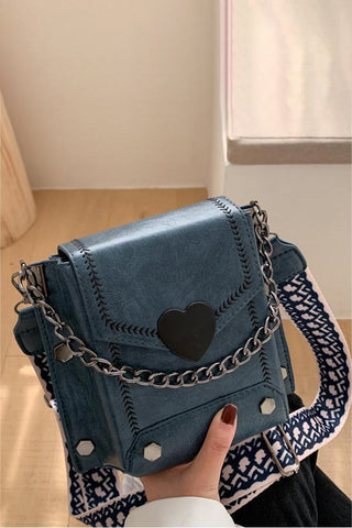 Heart Accent Crossbody Bag with Chain