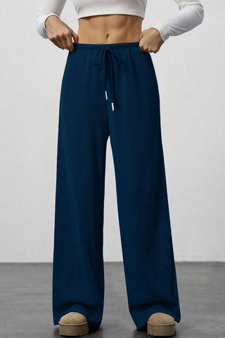 Wide-Leg Drawstring Casual Pants