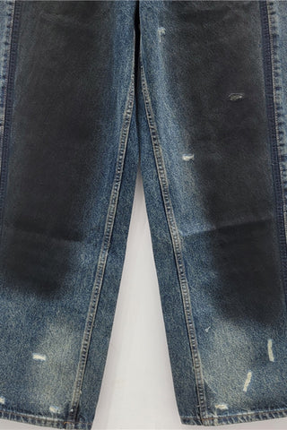 Distressed Wide-Leg Denim Jeans