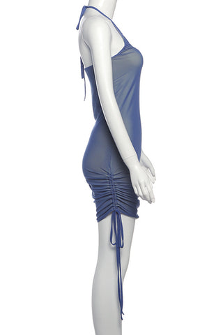 Halterneck Ruched Casual Dress