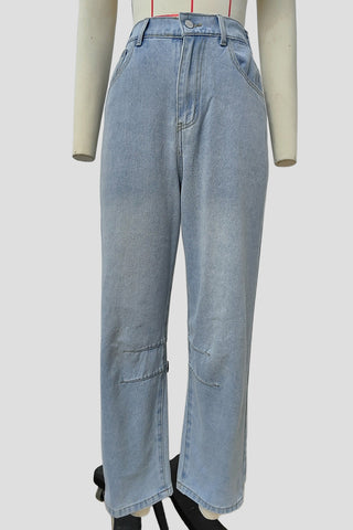 High-Waisted Straight-Leg Jeans