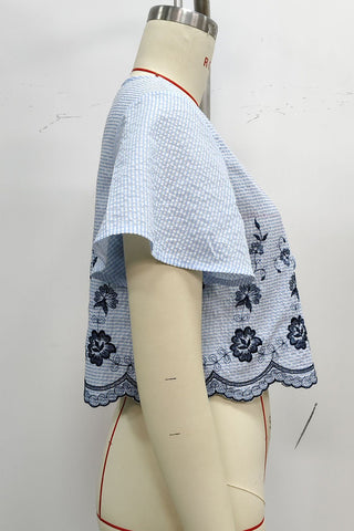 Floral Detail Tie-Front Blouse