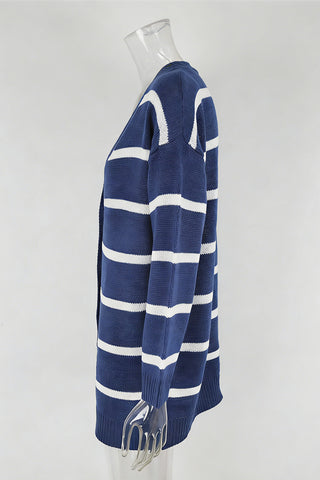 Striped Button-Front Cardigan